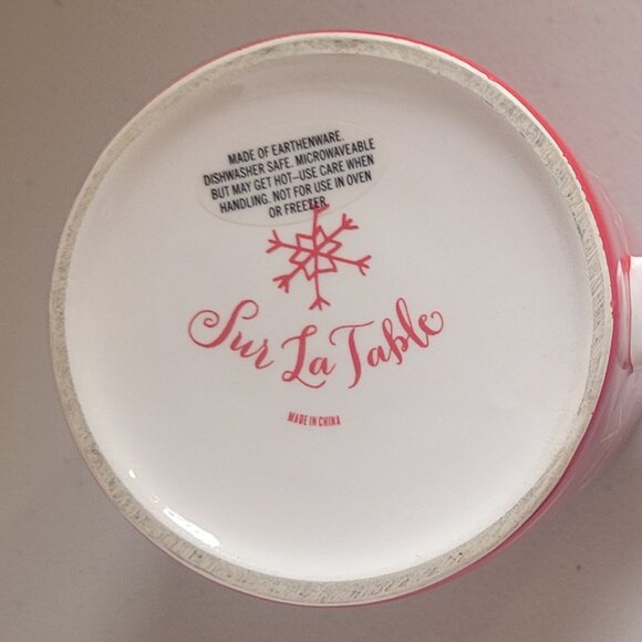 Mug SUR LA TABLE 13 oz Red & White Holiday Winter Trees Festive Sturdy - Picture 5 of 6
